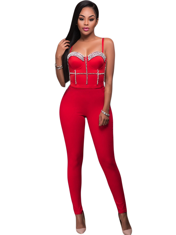 Sexy Sleeveless Red Women Jumpsuit_Wonder Beauty lingerie dress Fashion ...