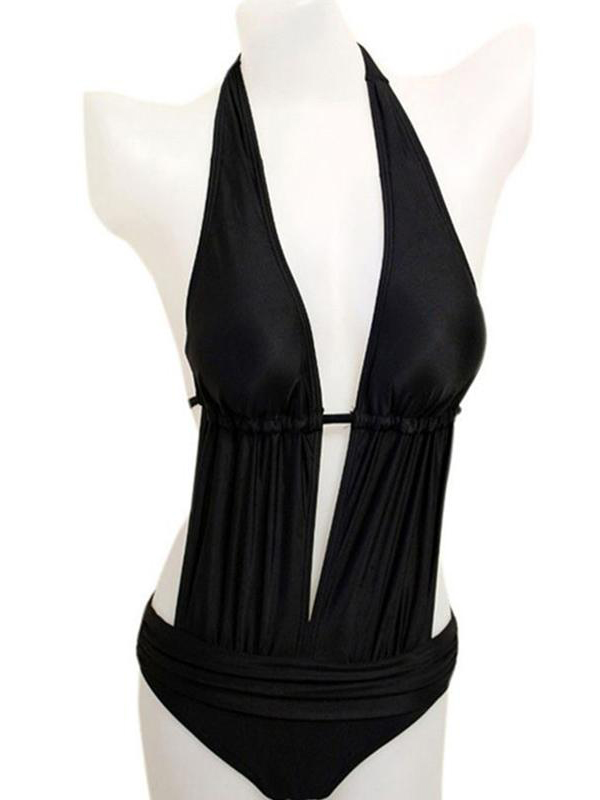 Black One Piece Monokini Swimsuit