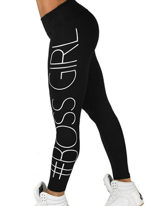 Black Sexy Women Letters Printed Legging
