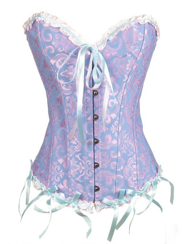 Blue Strapless Brocade Bridal Corset XS-6XL