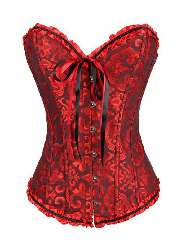 Dark Red Strapless Brocade Bridal Corset S-6XL