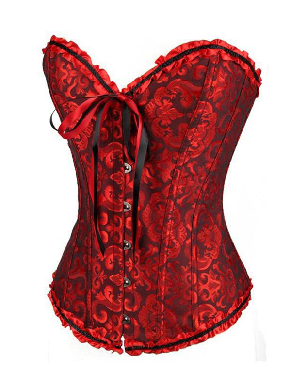 Dark Red Strapless Brocade Bridal Corset S-6XL