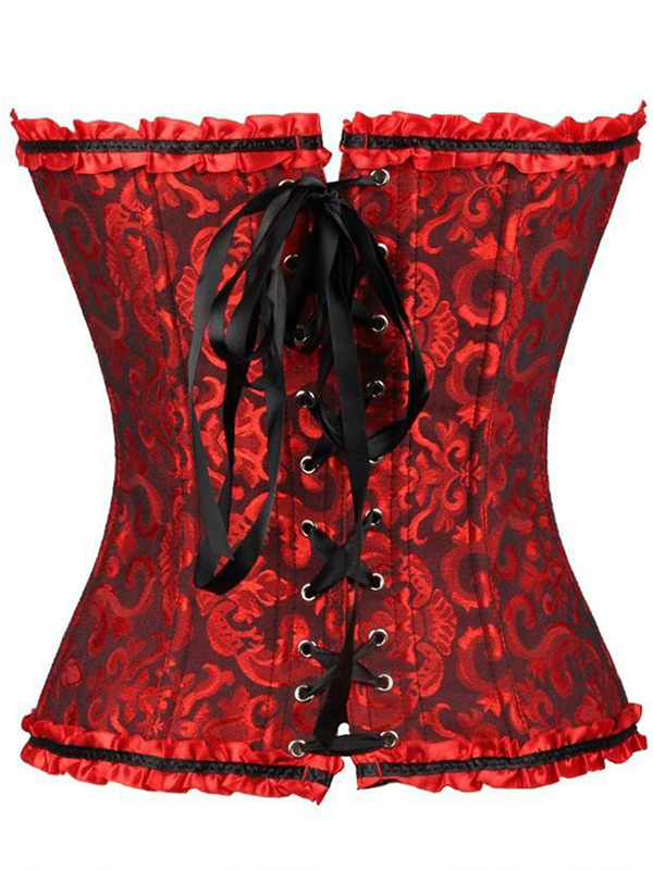 Dark Red Strapless Brocade Bridal Corset S-6XL_Wonder Beauty lingerie ...