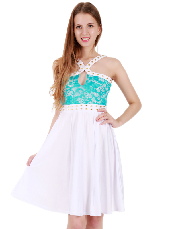 Elegant Cut Out Party Dress With Rivet