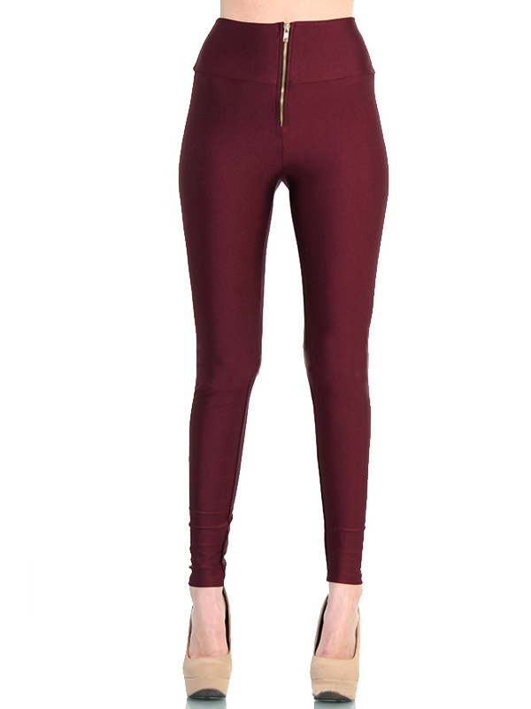 Fashion Women High Waist Leggings With Zipper