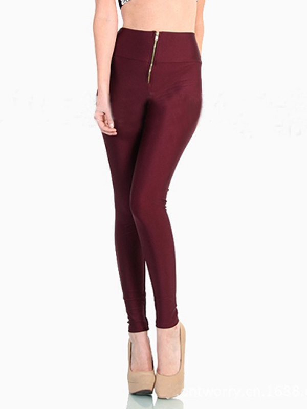 Fashion Women High Waist Leggings With Zipper