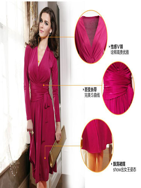 Long Sleeve Knee-length Vintage Dress