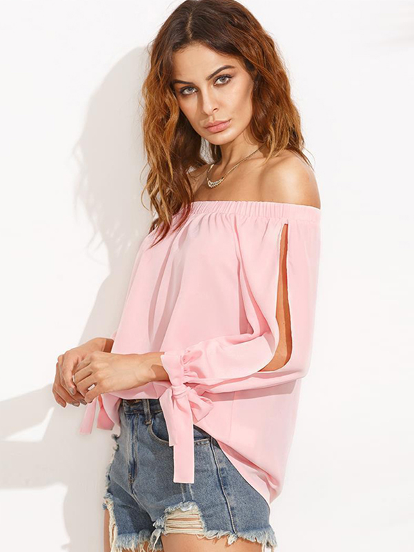 Pink Off the Shoulder Sexy Blouse