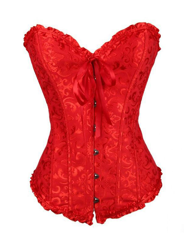 Red Strapless Brocade Bridal Corset S-6XL