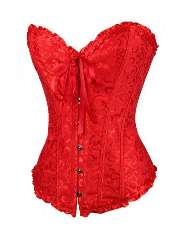 Red Strapless Brocade Bridal Corset S-6XL