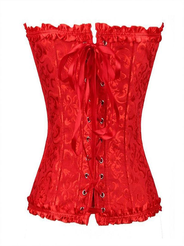 Red Strapless Brocade Bridal Corset S-6XL