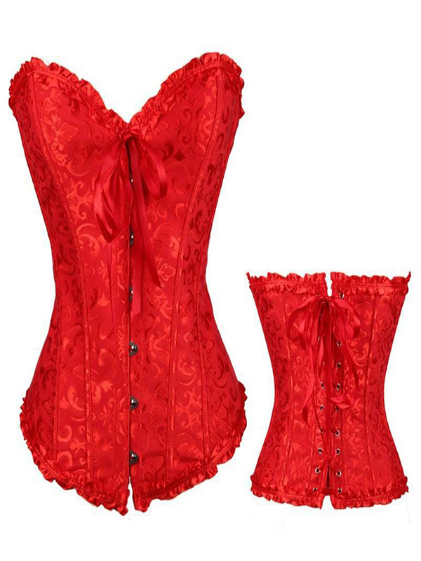 Red Strapless Brocade Bridal Corset S-6XL