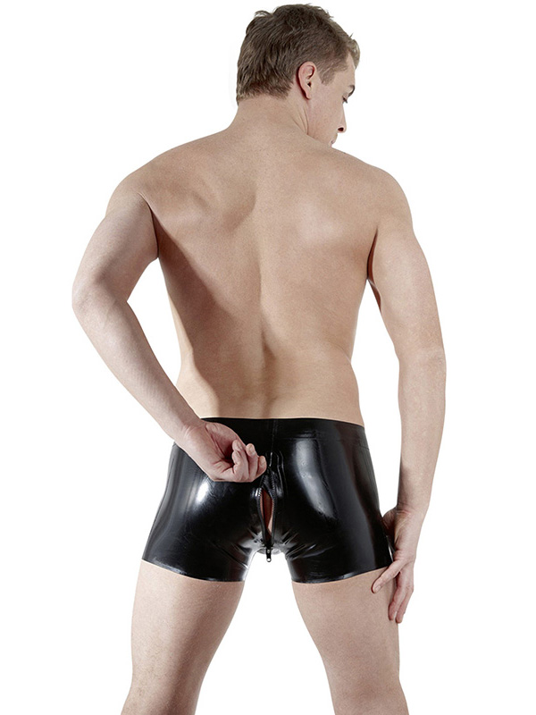 Sexy Men Vinyl Underwear With Zipper