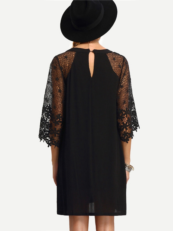 Women Lace Half Sleeve Casual Dress