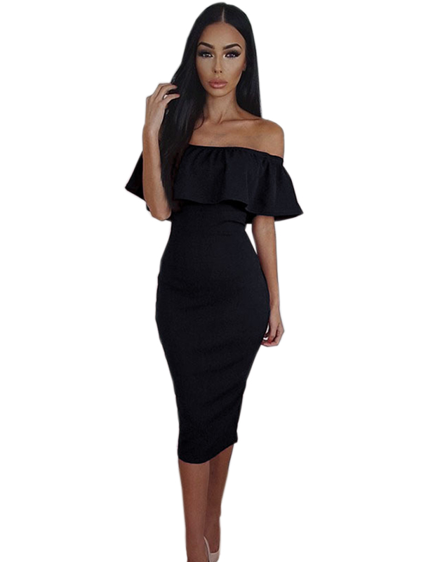 Women Off Shoulder Midi Dress