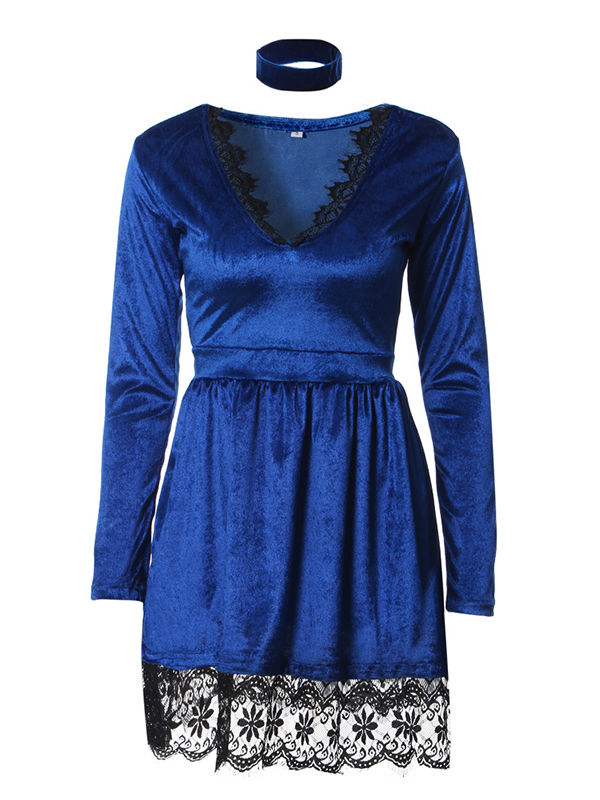 Women V-Neck Long Sleeve Casual Dress