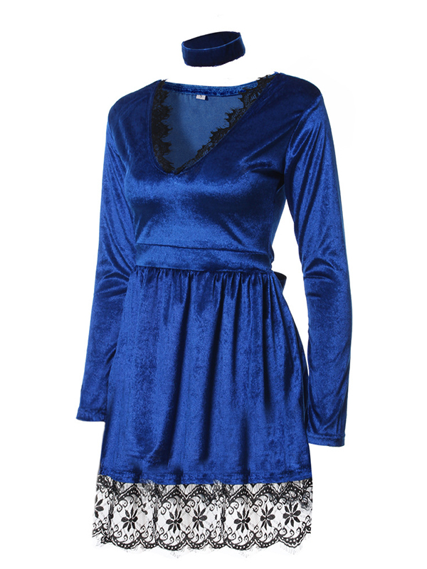 Women V-Neck Long Sleeve Casual Dress