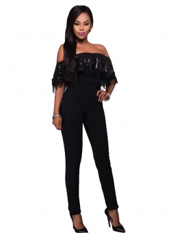 Black Off The Shoulder Sexy Jumpsuit