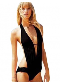 Black One Piece Monokini Swimsuit