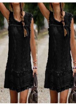 Black Sexy Sleeveless Lace Mini Dress