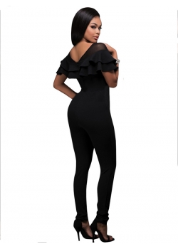 Black Short Sleeve Fashion Jumpsuit