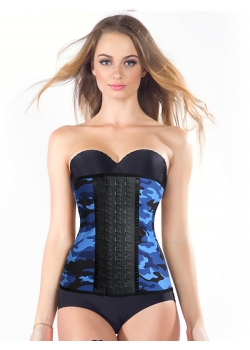 Blue Abdomen Control Crochet Rubber Boned Waist Cincher