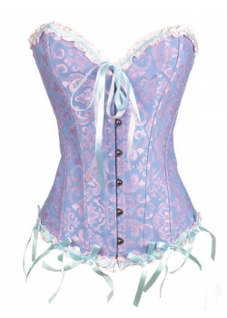 Blue Strapless Brocade Bridal Corset XS-6XL