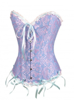 Blue Strapless Brocade Bridal Corset XS-6XL