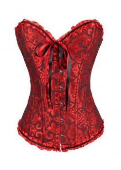 Dark Red Strapless Brocade Bridal Corset S-6XL