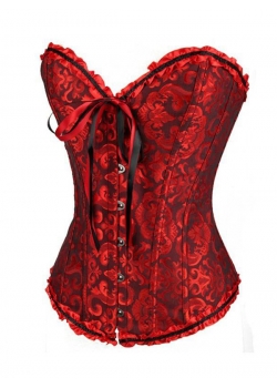 Dark Red Strapless Brocade Bridal Corset S-6XL