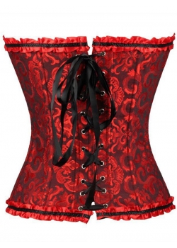 Dark Red Strapless Brocade Bridal Corset S-6XL