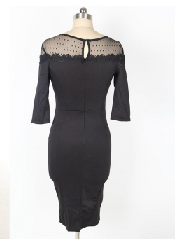 Fashion Black Midi Mesh Dresses