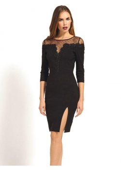 Fashion Black Midi Mesh Dresses