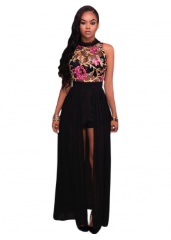 Fashion Embroidery Fashion Black Jumpsuit