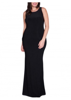 L-3XL Black Cascading Ruffle Reversible Tank Maxi Dress