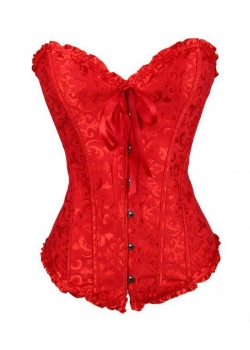 Red Strapless Brocade Bridal Corset S-6XL