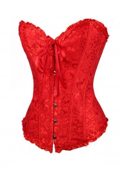 Red Strapless Brocade Bridal Corset S-6XL