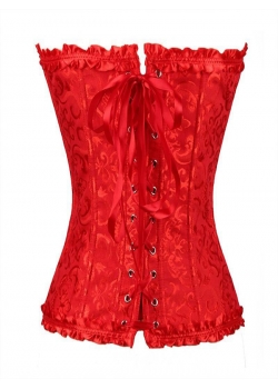 Red Strapless Brocade Bridal Corset S-6XL