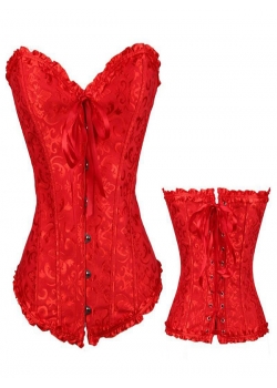 Red Strapless Brocade Bridal Corset S-6XL