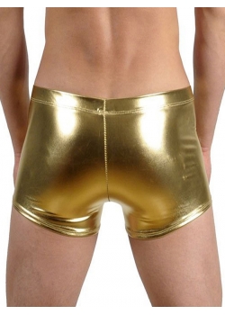 Sexy Gold Wetlook Lace Up Boxer For Men