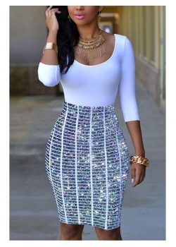 Stylish Three Quarter Printed Bodycon Dress