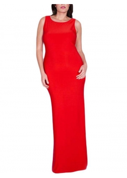 XXL-3XL Red Cascading Ruffle Reversible Tank Maxi Dress