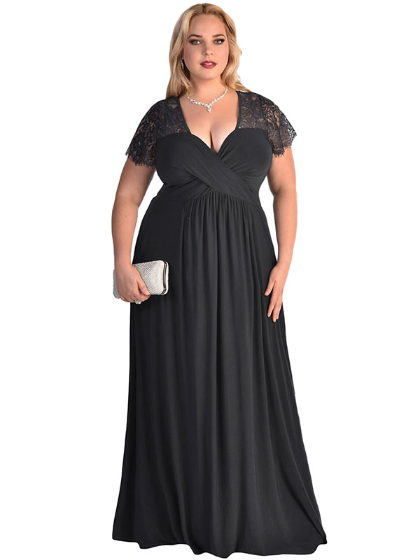 Black Sexy Lace Plus Size Dress