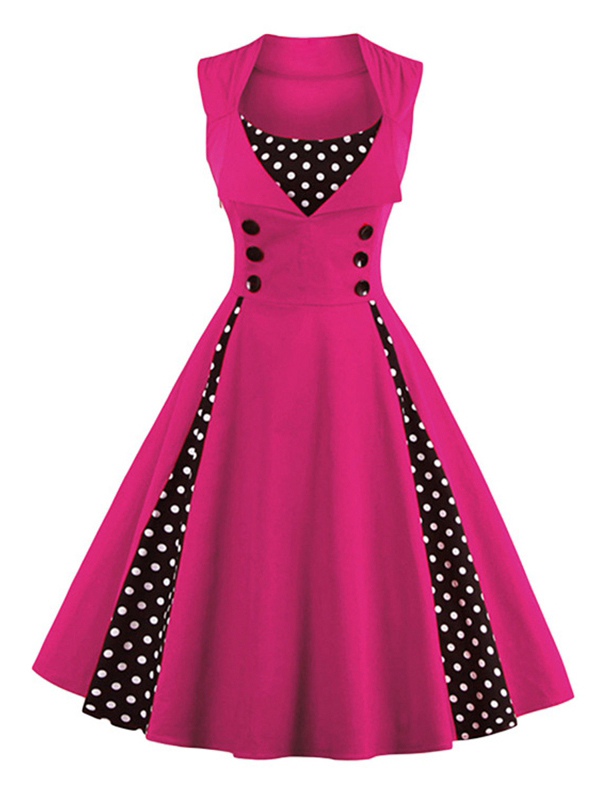 Fashion Sleeveless Dots Patch Casual Dress