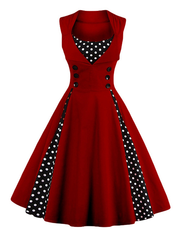 Fashion Sleeveless Dots Patch Casual Dress