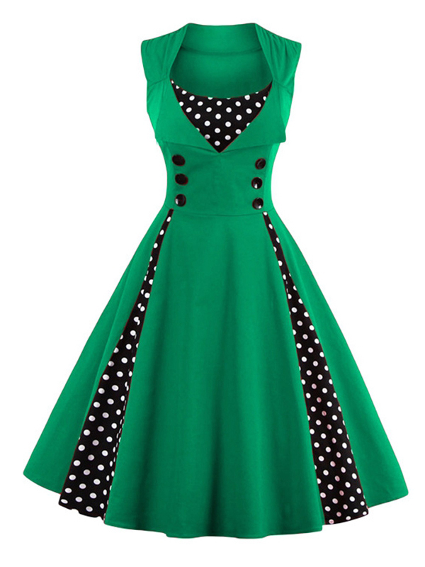 Fashion Sleeveless Dots Patch Casual Dress
