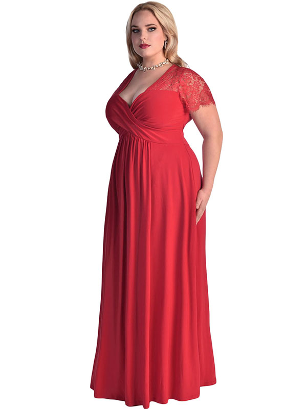 Plus Size Red Sexy Long Dress
