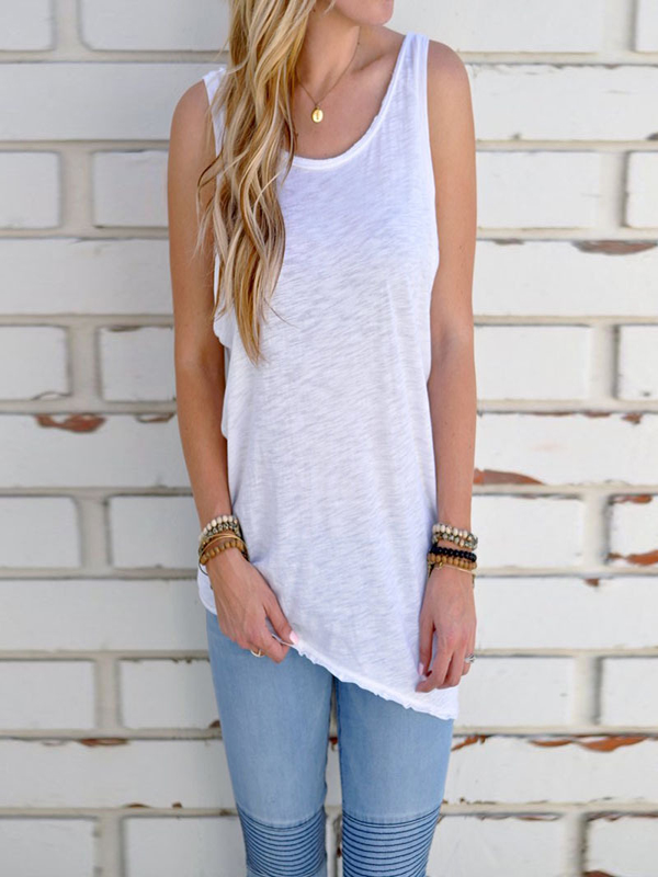 White Fashion Sleeveless Women Blouse 