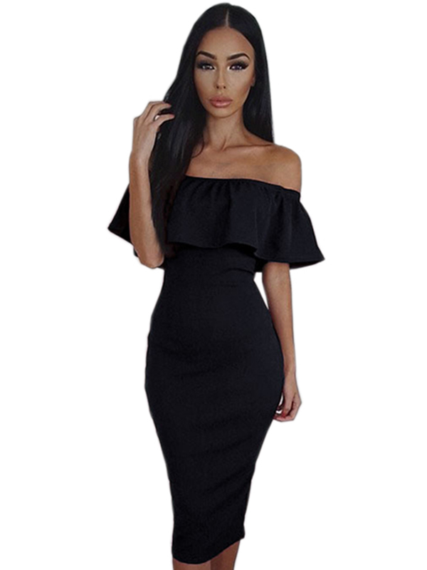 Women Off Shoulder Midi Dress