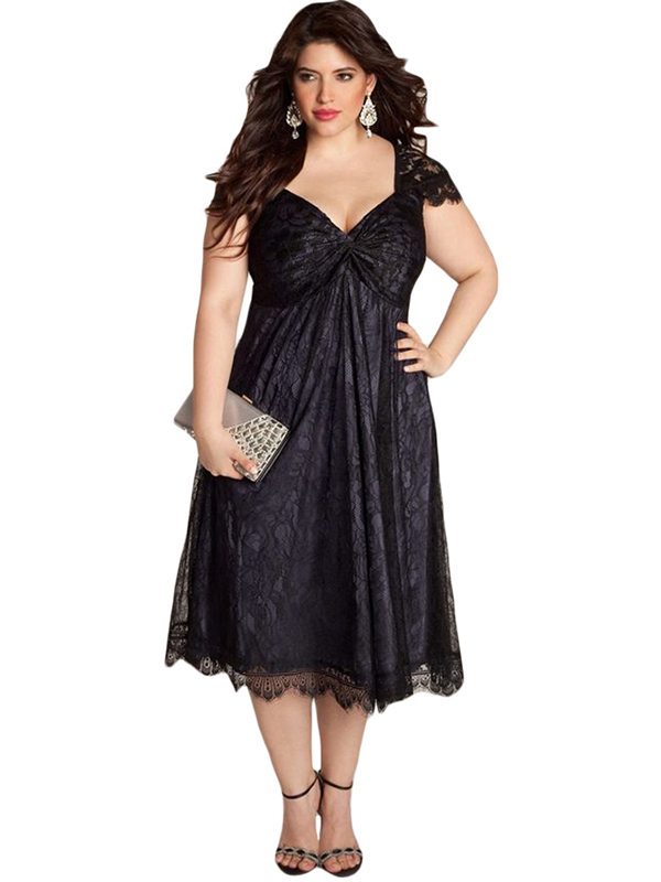 XL-3XL Women Black Long Dress